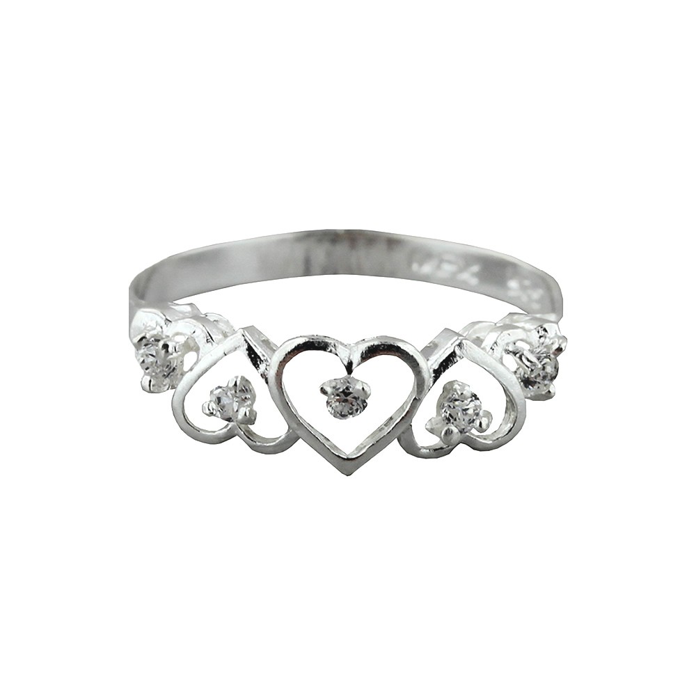 Anillo de plata con diseño de 3 corazones Mod. 146