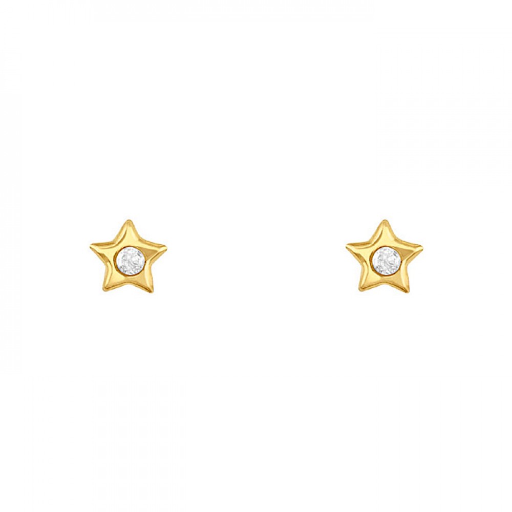 Broquel de oro 10k de estrella con zirconia