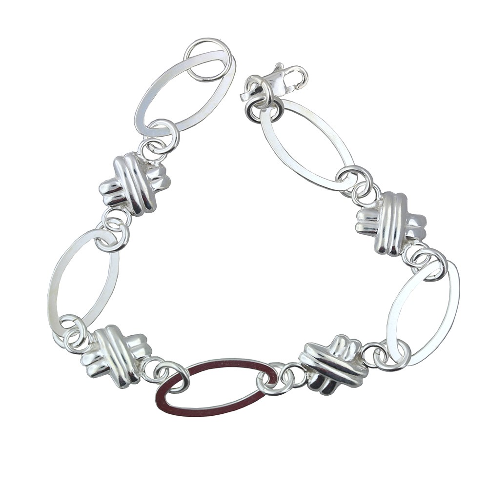 Brazalete de plata eslabones en X