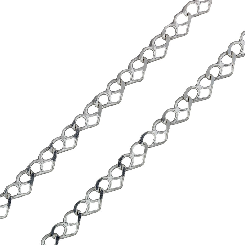 Collar de plata eslabón de corazones 40cm x 3mm