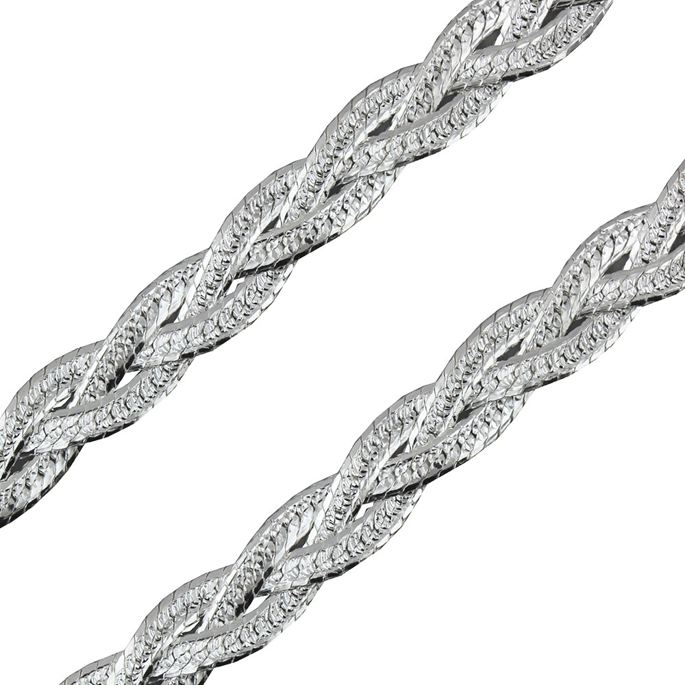 Collar de plata trensado cadena plana 50cm x 4mm