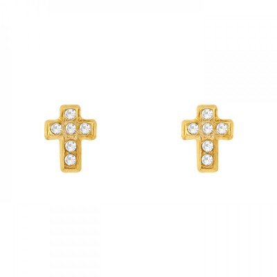 Broquel de oro 10k de cruz 8x6mm
